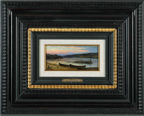 Поленов Василий Дмитриевич. Закат на Оке. Пейзаж с лодками. 